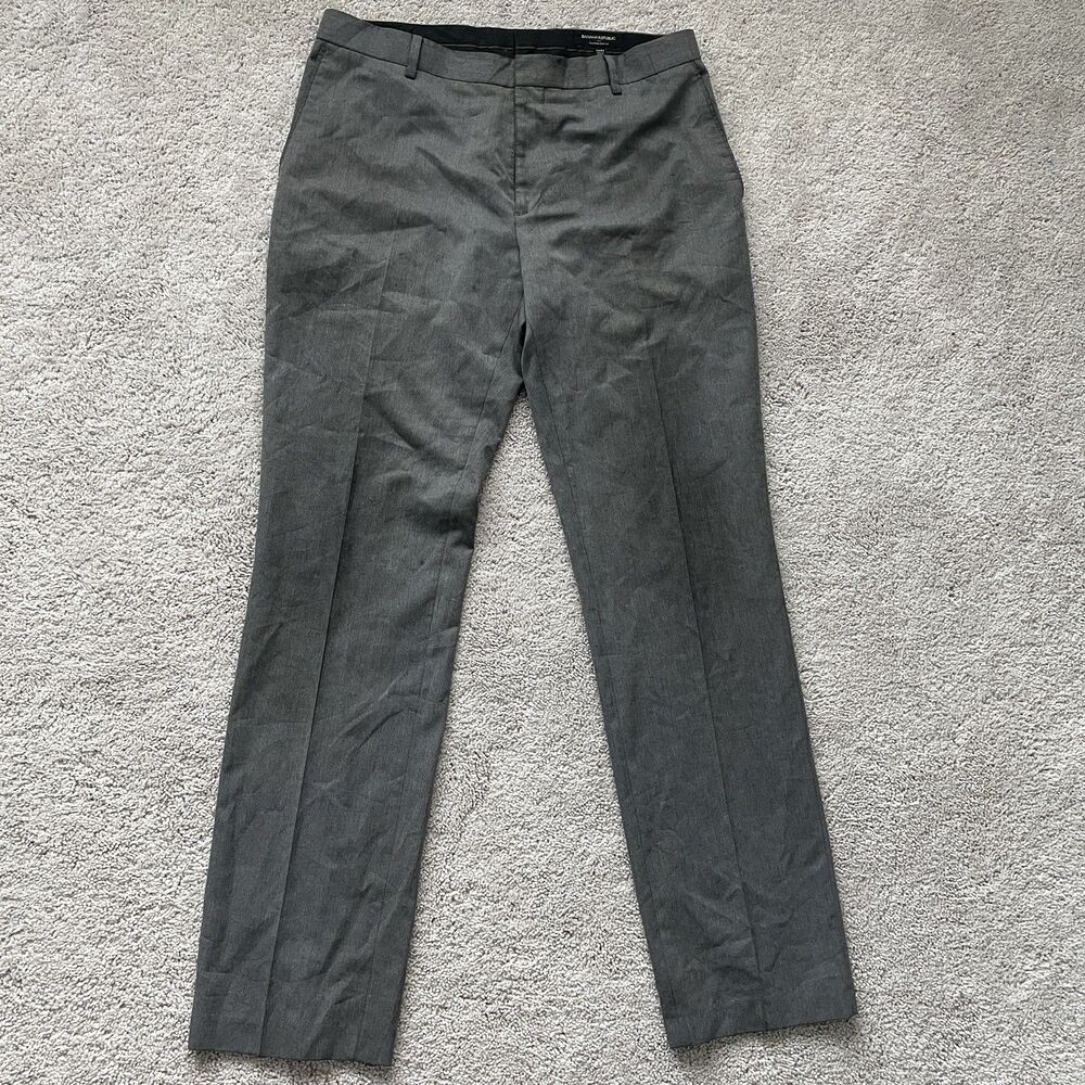 Banana Republic Slim Fit Tailored Dress Pants Size 34x34 Gray Premium